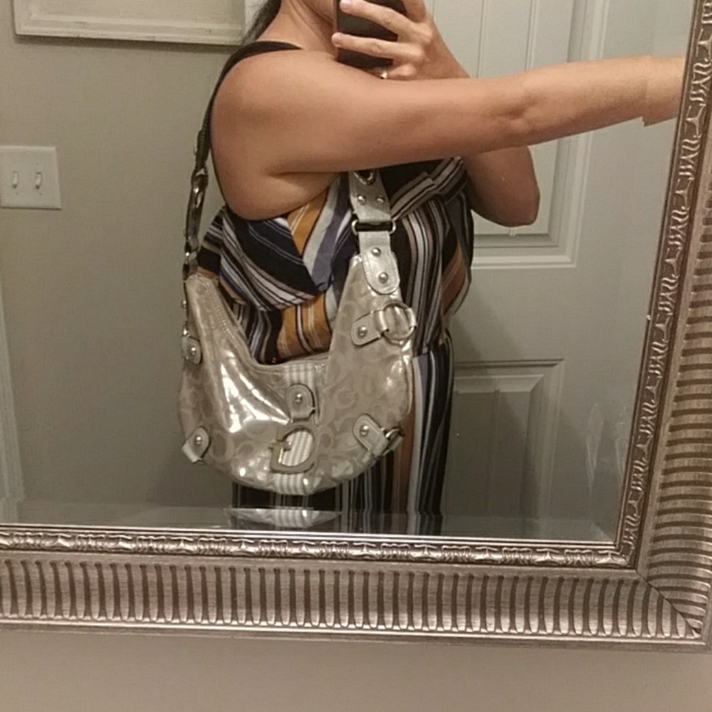 Guess y2k metallic silver shoulder purse or bag